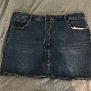 Denim Button-Front Skirt